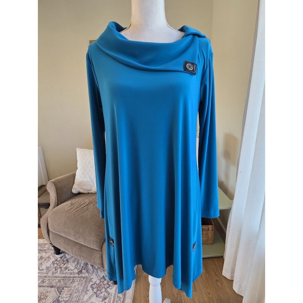 Joseph Ribkoff Tunic Turquoise Size 6 Long Sleeve Flowy